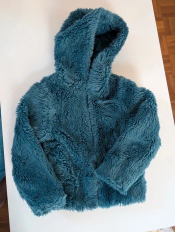 Manteau sherpa mouton fausse fourrure Okaidi 3 ans bleu canard neuf