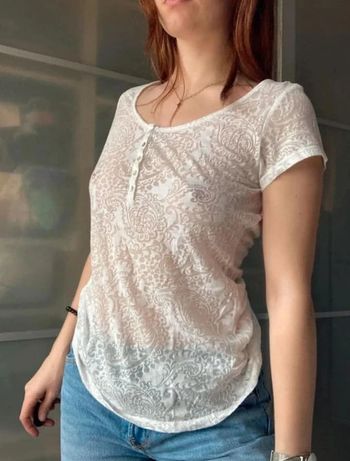 Tee shirt blanc transparent H&M taille S