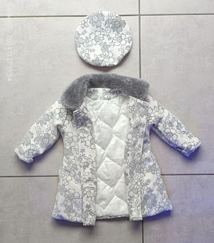 Manteau chic velours avec béret fille - 24 mois - photo numéro 3