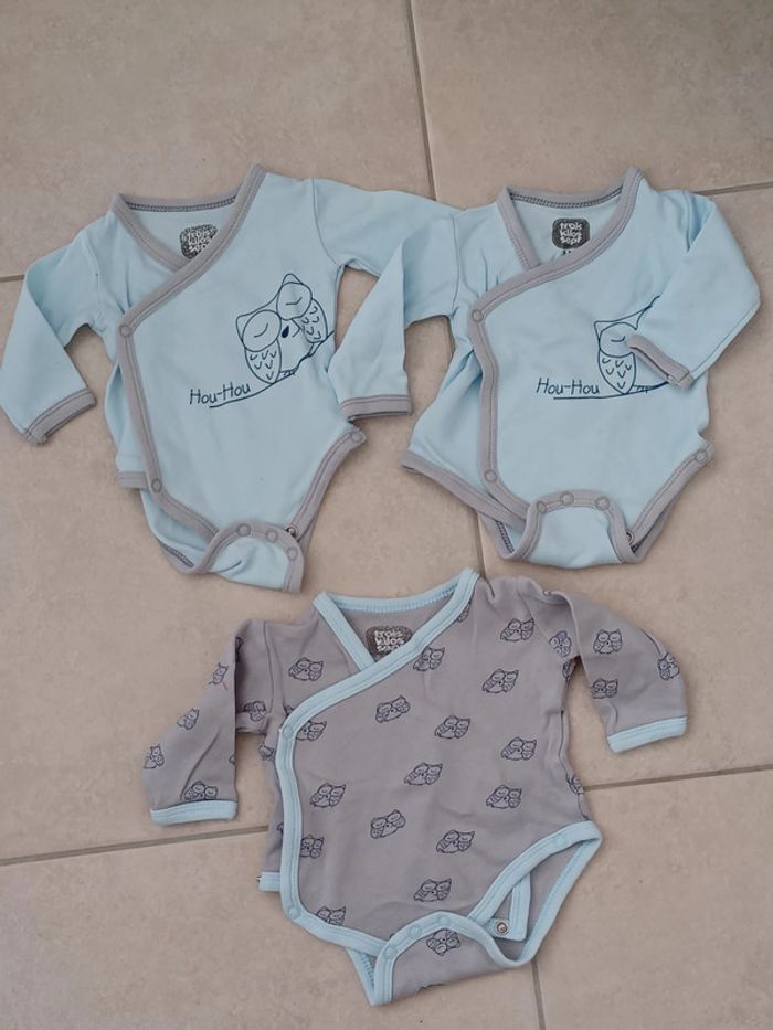 Lot de 3 bodies Trois Kilos sept 1 mois