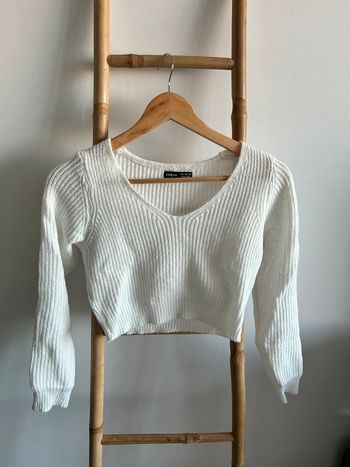 Pull maille court blanc