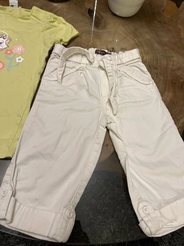 Ensemble tee shirt Disney et pantacourt blanc - photo numéro 2