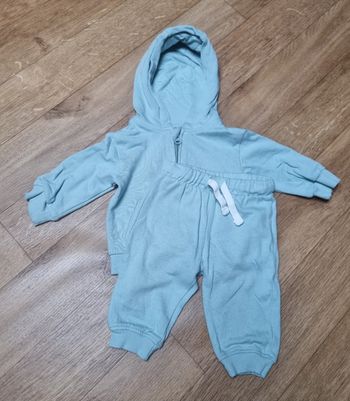 ensemble jogging garçon vert d'eau sweat zippé à capuche kiabi