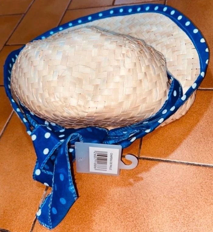 Chapeau paille liseret à pois neuf - photo numéro 2