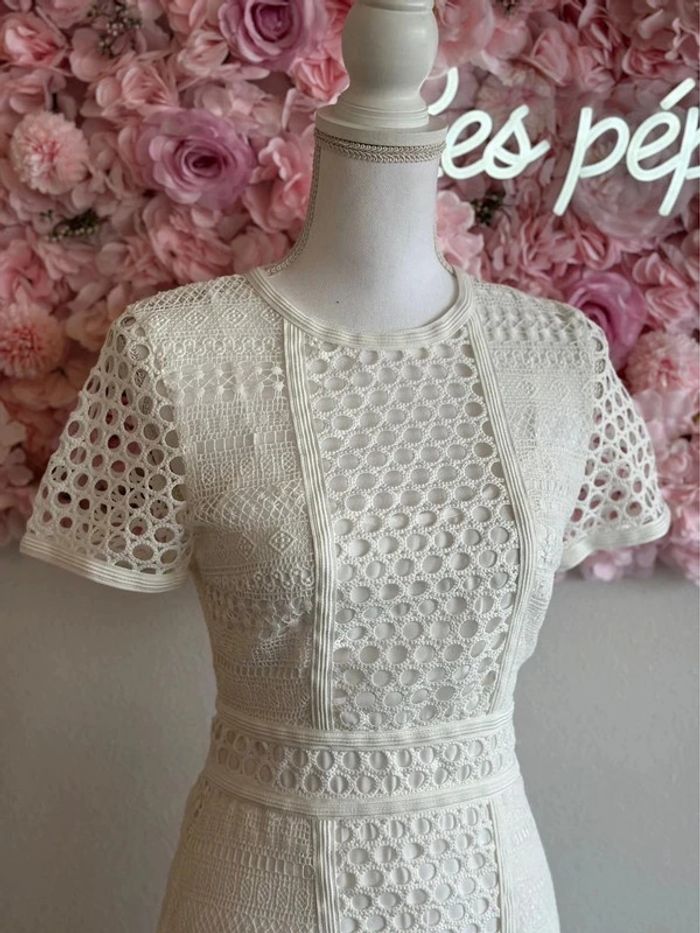Robe d'été blanche ajourée, taille 36 - H&M - photo numéro 4