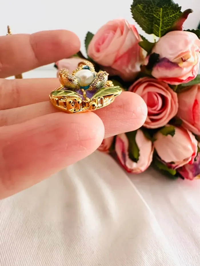 🌷Collier pendentif fleur en émail, vraie perle naturelle – Pièce unique, fait main, rare - photo numéro 4