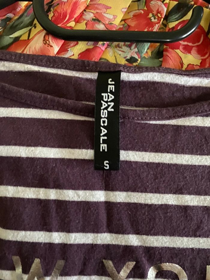 T-shirt rayé manches 3/4 « New York, Paris, London, Tokyo, Los Angeles » Jean Pascale Taille S - photo numéro 3