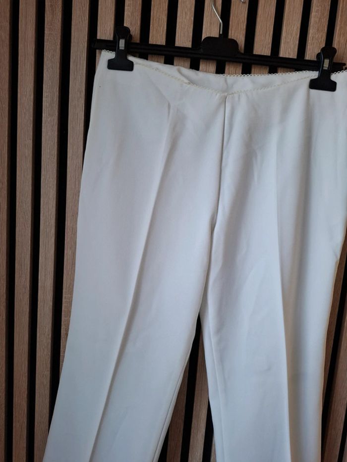 Pantalon beige coton lin Pantashop T 44 - photo numéro 17