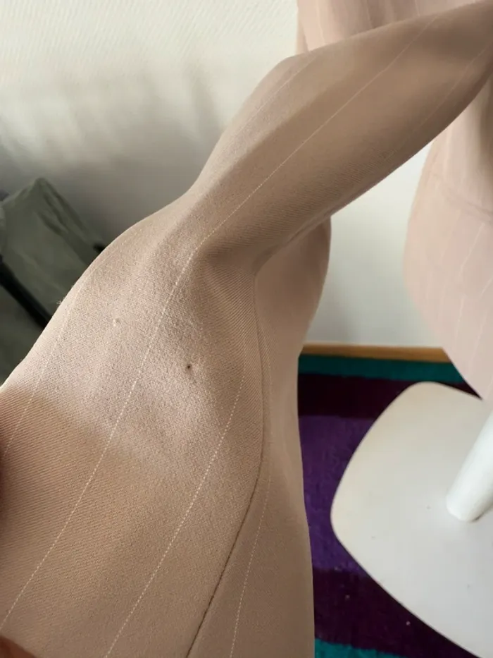 Blazer neuf avec étiquette beige à rayure taille 40 - photo numéro 10
