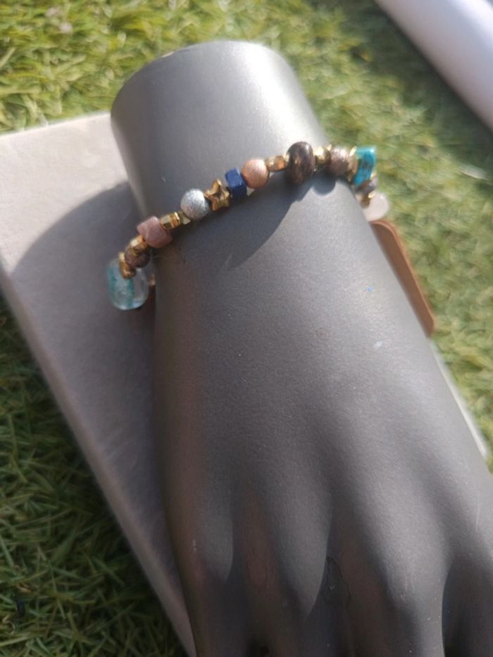 Bracelet pièce unique pierres naturelles fabrication artisanale - photo numéro 4
