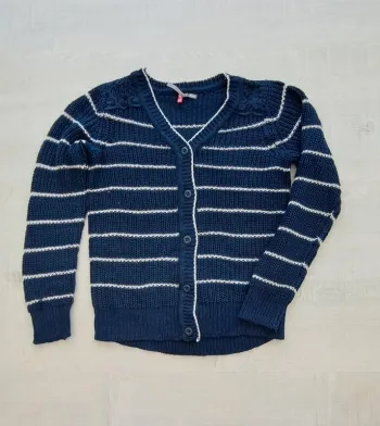 Gilet cardigan rayé- Orchestra - taille 10 ans 140 cm - marine marinière