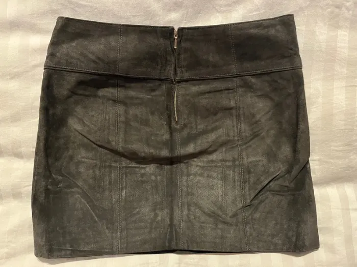 Jupe en daim marron véritable cuir – Camaïeu – Taille 40 - photo numéro 2