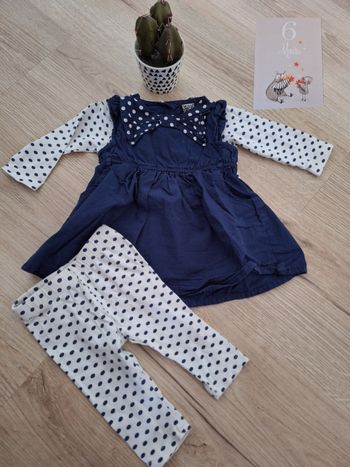 Ensemble 6 mois fille robe bleu marine