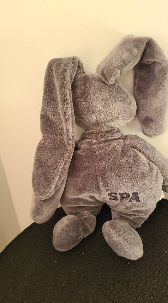 Doudou semi plat lapin NATTOU Lapidou gris foncé noeuds 35 cm - photo numéro 2