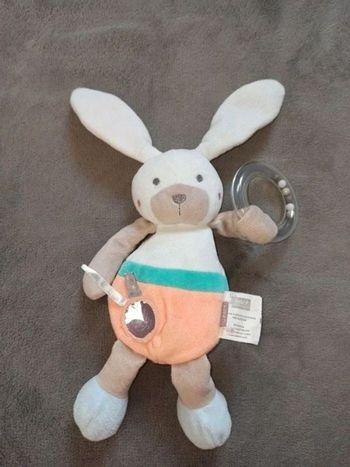 doudou peluche lapin activités Charleston blanc orange beige BEBE 9