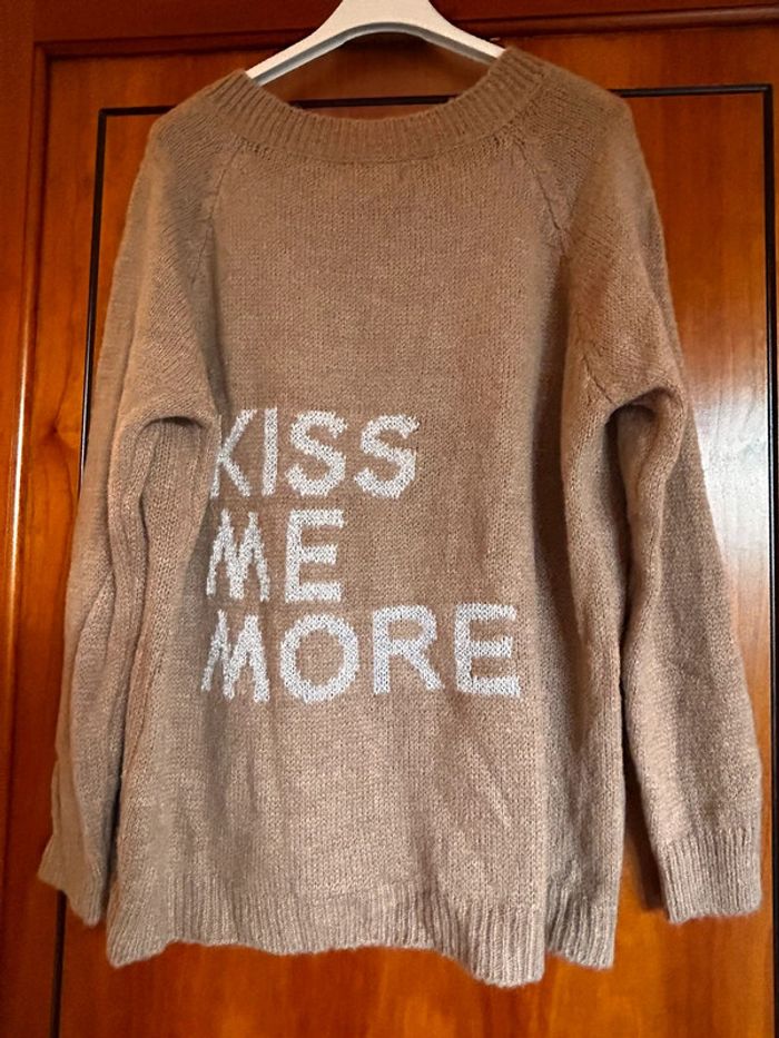 Pull beige col v April Vintage neuf avec étiquette