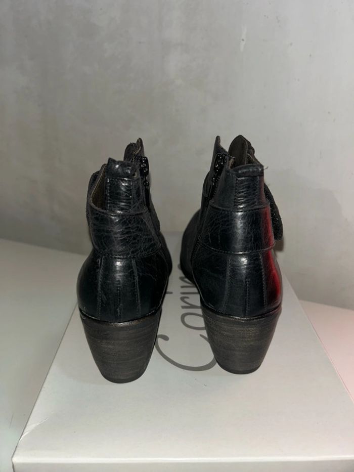 Bottine petits talons cuir noir - photo numéro 4