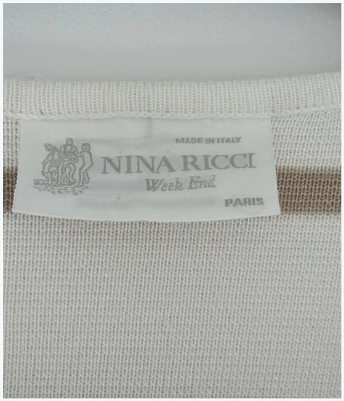 Haut Nina Ricci en maille blanc et beige taille XL - très bon état - photo numéro 5
