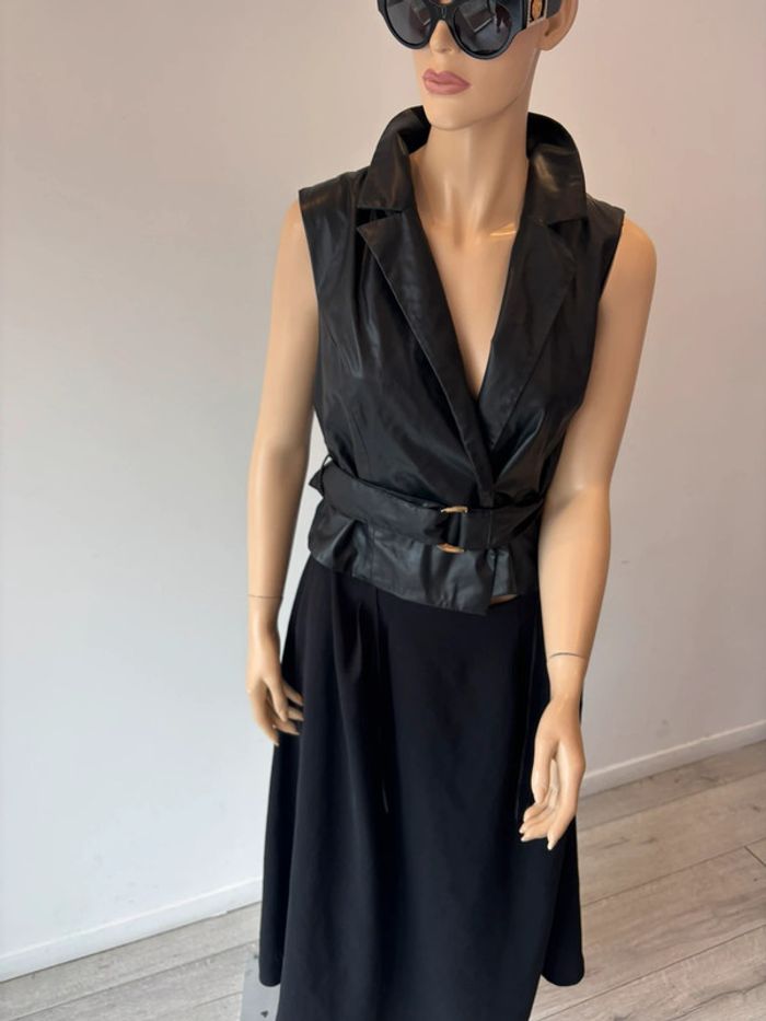 Robe combinaison avec haut en cuir et jupe longue Zara - photo numéro 5