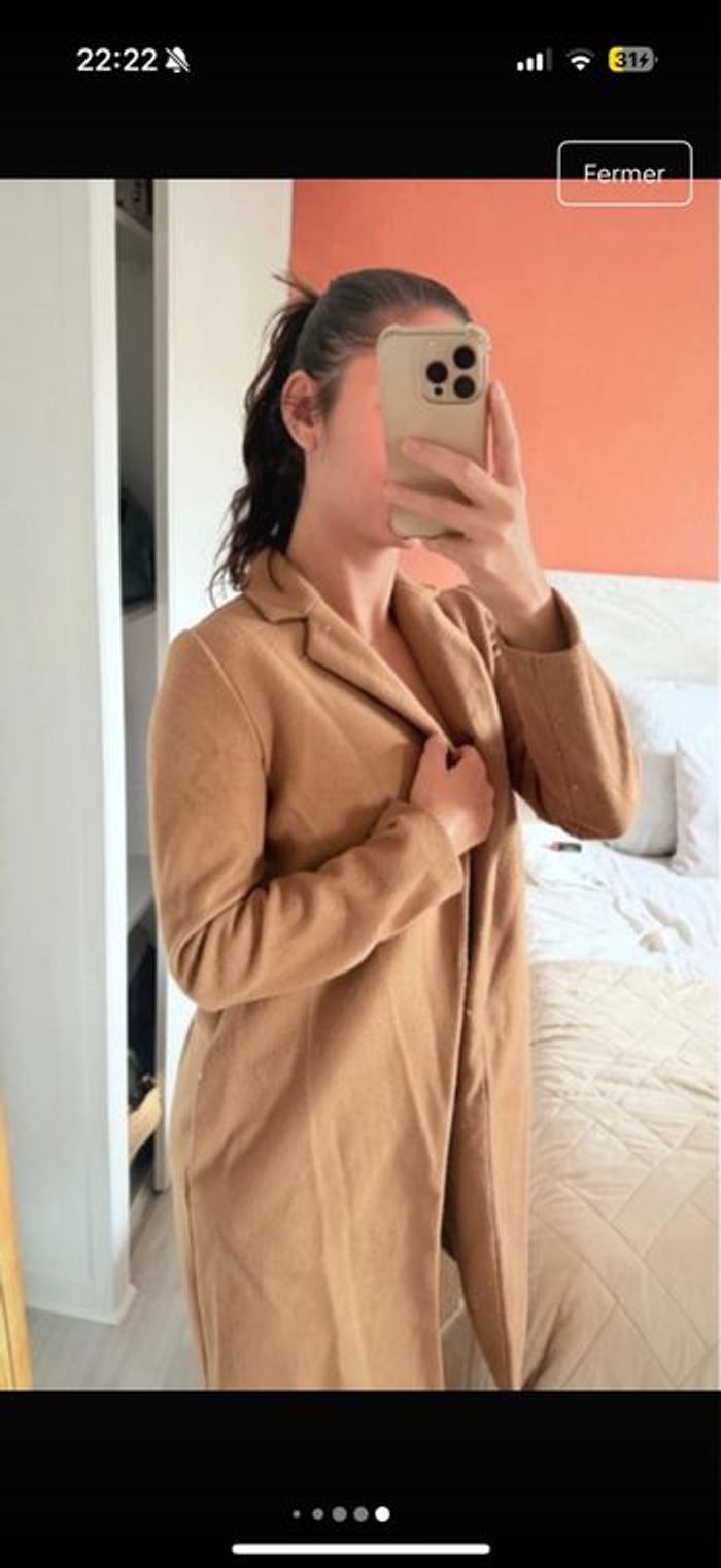 Manteau long Zara marron - photo numéro 4