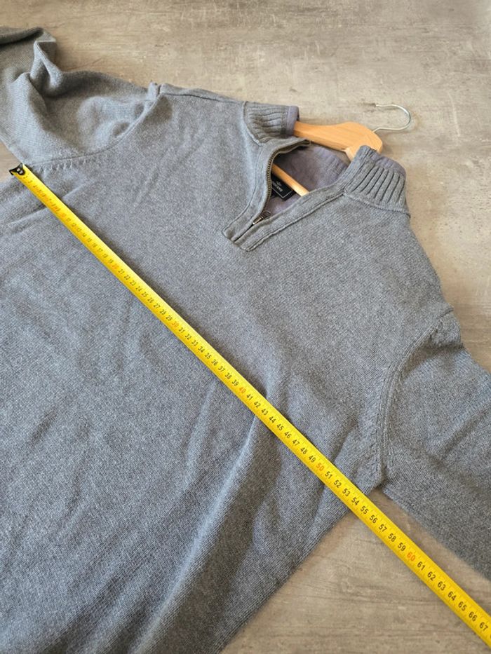 Pull Dockers gris col montant zippé coton doux homme taille M - photo numéro 8