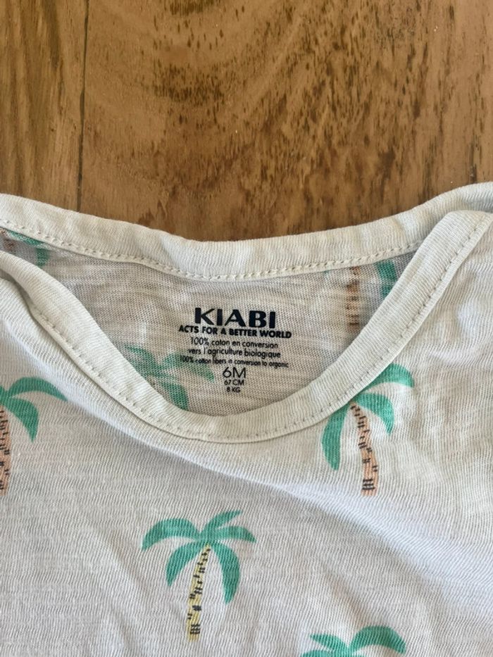 🌴 Combishort blanc à motifs palmiers Kiabi 6 mois garçon - photo numéro 5