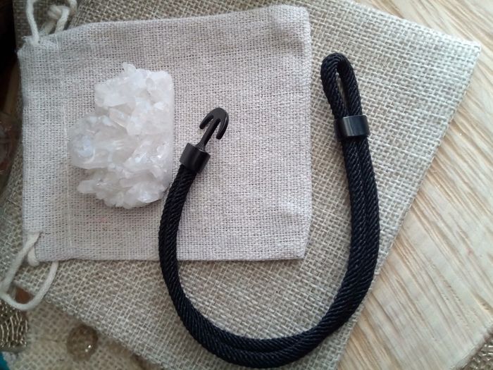 Bracelet noir fermoir ancre marine - photo numéro 2