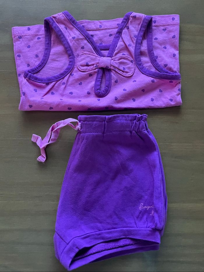 Ensemble short/teeshirt mauve Sergent Major 18 mois