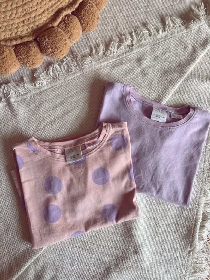 Lot de 2 tee-shirts Zara rose et Lila 86