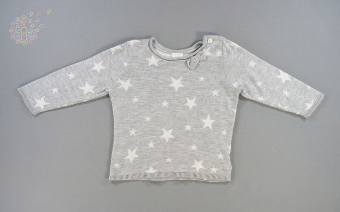 Pull tricot gris blanc étoiles H&M 4 – 6 mois 68 cm fille