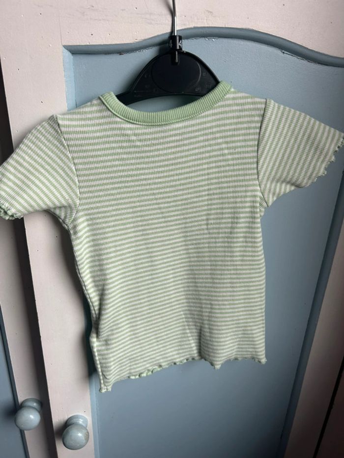 Tee shirt vert à rayures, 6-9 mois - photo numéro 6