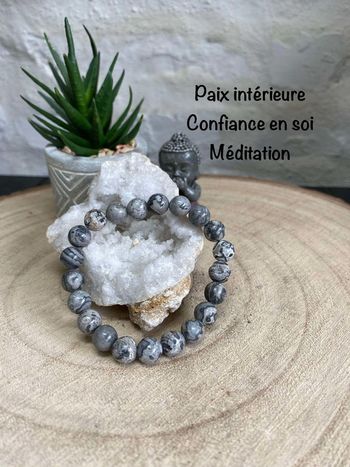 Bracelet jaspe océan 18 cm , lithothérapie