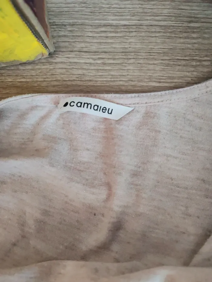 T shirt camaïeu rose clair effet pailleté - photo numéro 4