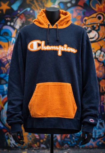 Sweat à capuche Champion logo chenille oversize streetwear