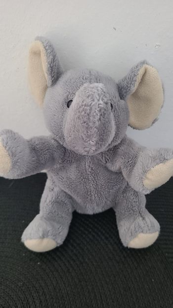 Doudou ELEPHANT gris blanc billes NICOTOY
