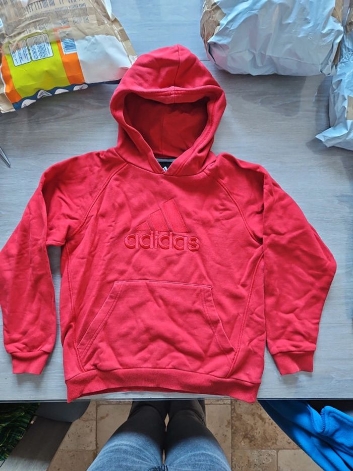 Sweat à capuche adidas garçon T12 ans rouge