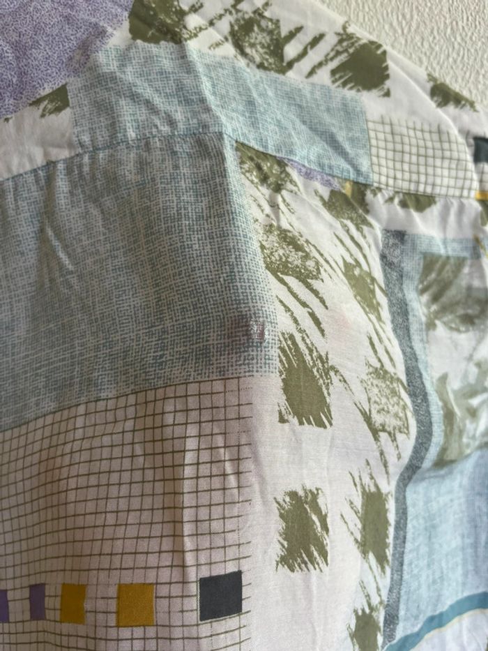 Chemise vintage blanc bleu clair kaki loose 36 38 - photo numéro 6