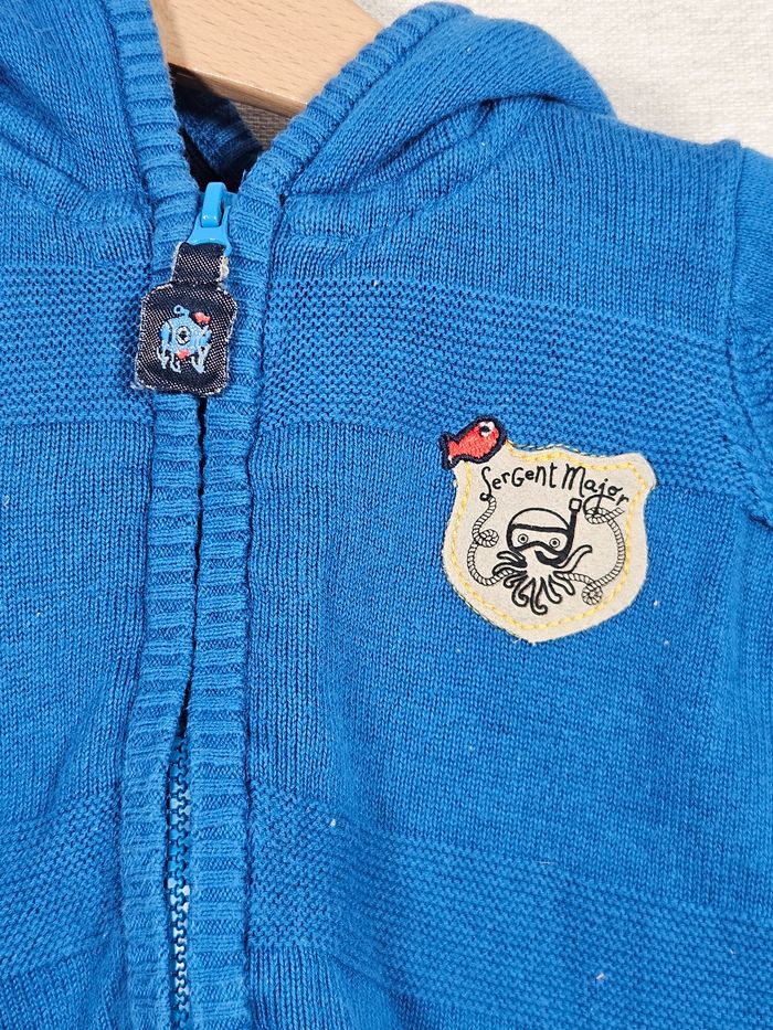 Gilet à capuche zippé sergent major 12 mois 74 cm - photo numéro 4