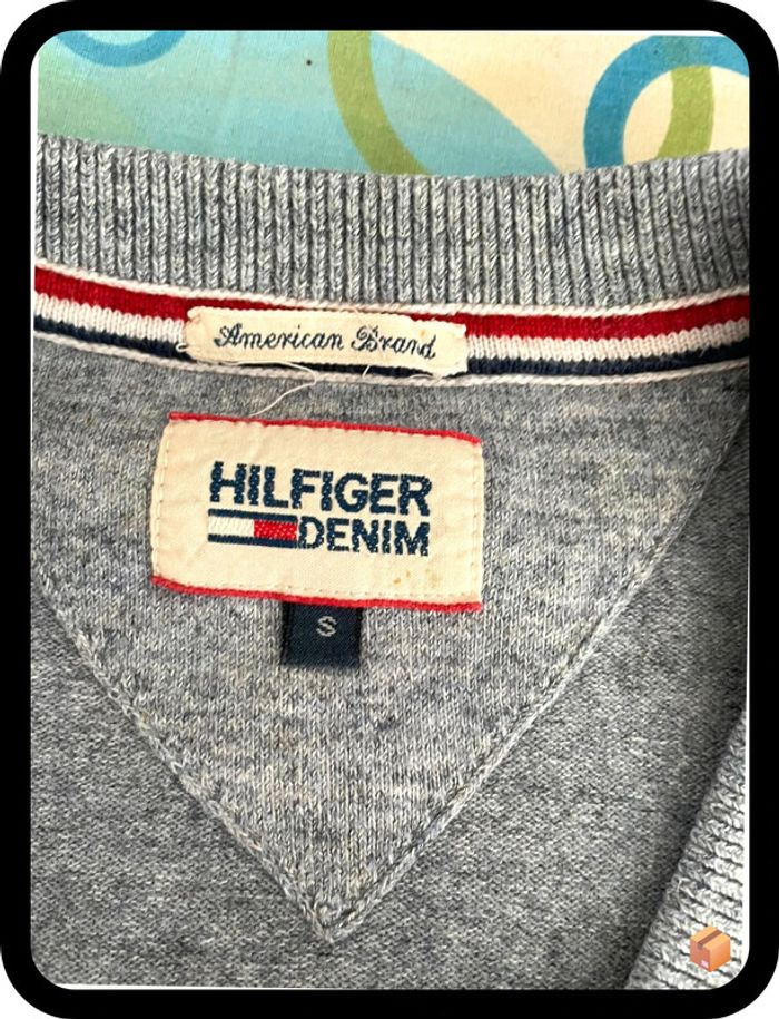 Pull Hilfiger Denim – Taille S – Gris – Col V – Homme - photo numéro 4