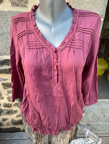Blouse à manche 3/4 framboise - Armand Thierry 