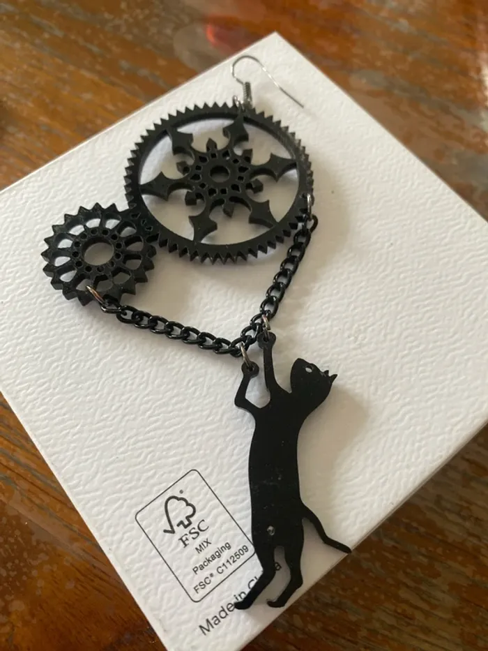 Paire de boucles d’oreilles chat - photo numéro 2