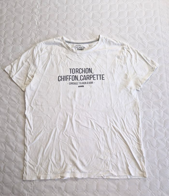 T-shirt Homme Blanc à Message Humour "Torchon Chiffon Carpette" - Monsieur TSHIRT - Taille XXL - photo numéro 2