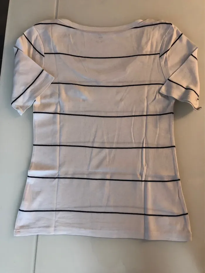 Teeshirt blanc à rayure - photo numéro 2