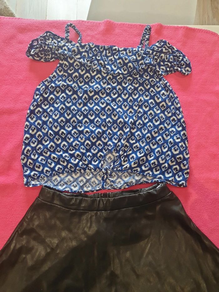 Ensemble crop top et jupe en simili - photo numéro 3