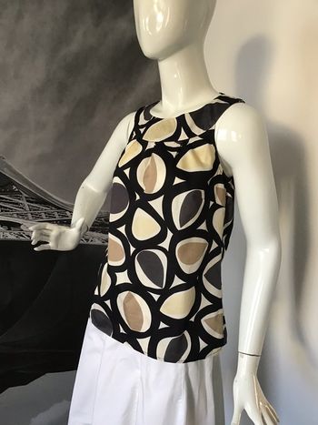 Top tunique noir beige doré