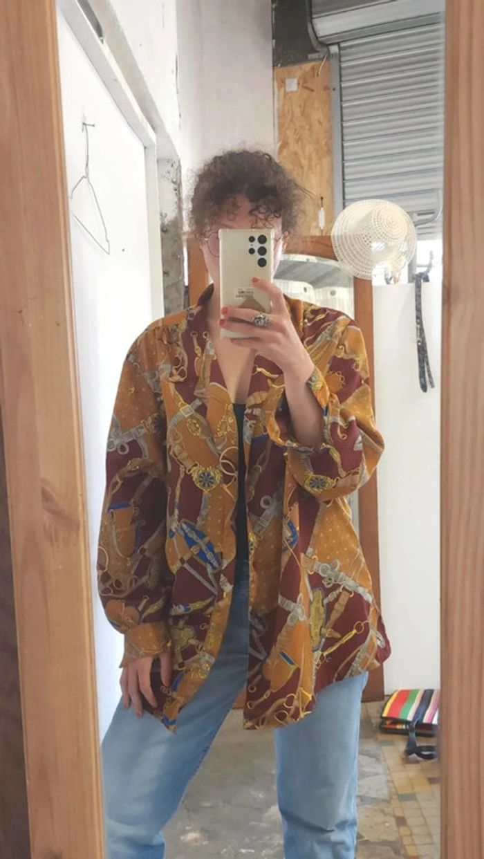 Jolie chemise vintage fluide et légère motifs chaines - photo numéro 2