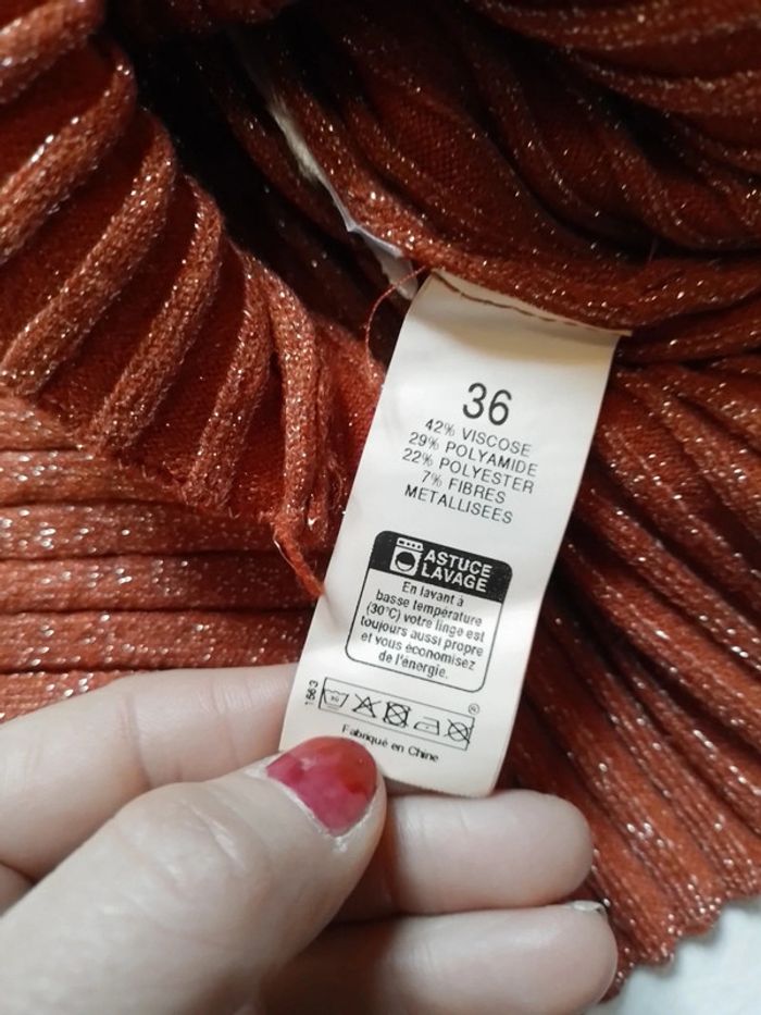 Pull femme orange argenté - photo numéro 11