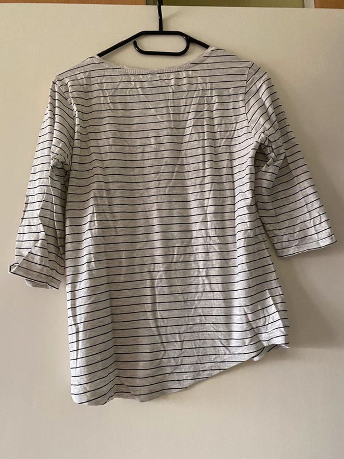 T-shirt manches 3/4 rayé cœurs Jean Pascale Taille XS - photo numéro 2