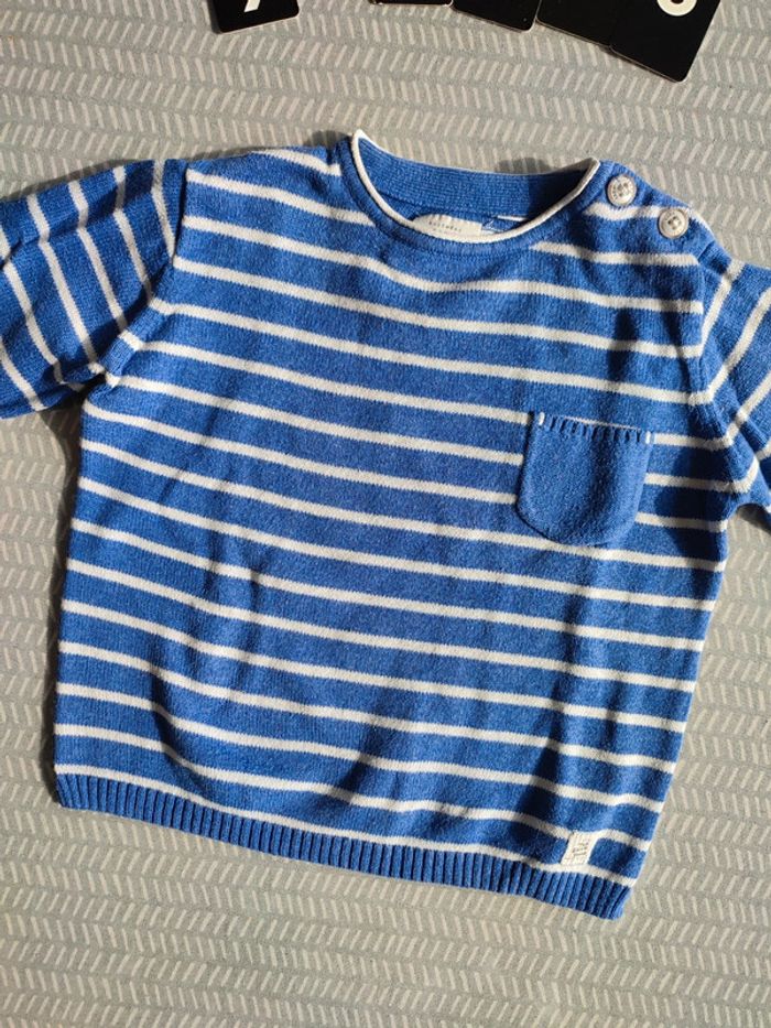 Pull en maille fine pour bébé garçon – Taille 9 mois Marque : Zara - photo numéro 3