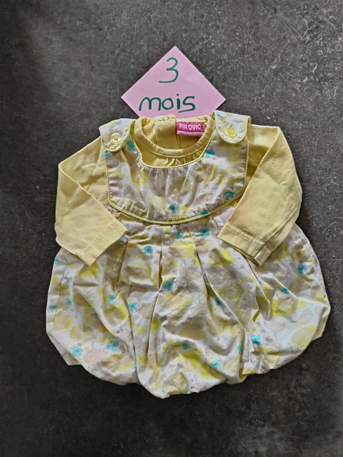 Ensemble robe jaune 3 mois
